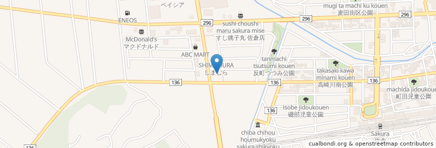 Mapa de ubicacion de やよい軒 en 日本, 千葉県, 佐倉市.