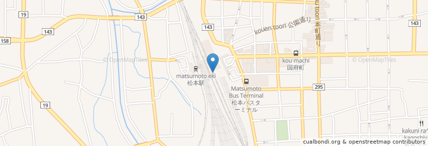 Mapa de ubicacion de 駅そば en Japón, Prefectura De Nagano, 松本市.