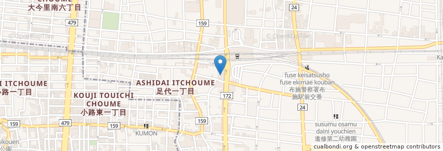 Mapa de ubicacion de ケンタッキーフライドチキン en 일본, 오사카부, 東大阪市.