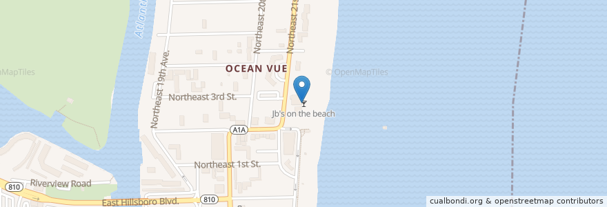 Mapa de ubicacion de Jb's on the beach en アメリカ合衆国, フロリダ州, Broward County, Deerfield Beach.