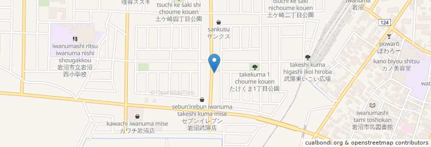 Mapa de ubicacion de 七十七銀行 岩沼支店岩沼西支店 en Japão, 宮城県, 岩沼市.