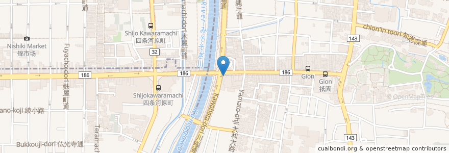 Mapa de ubicacion de 総本家にしんそば松葉本店 Soba Matsuba en Japan, Kyoto Prefecture, Kyoto, Higashiyama Ward.