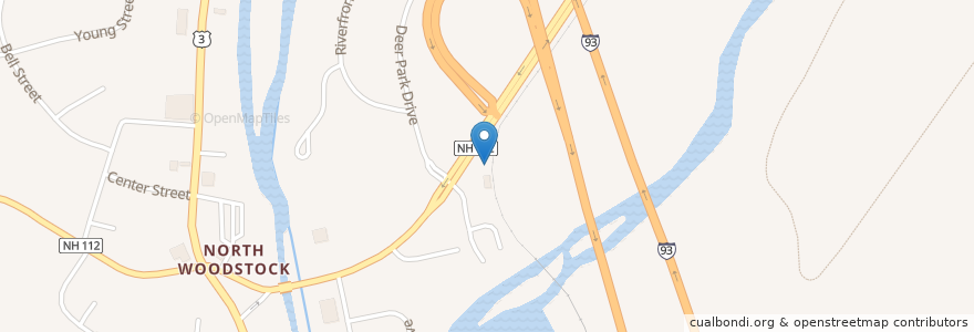 Mapa de ubicacion de Dinner Train en Amerika Syarikat, New Hampshire, Grafton County, Woodstock.