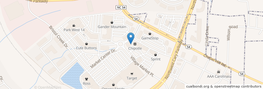 Mapa de ubicacion de Full Moon Oyster Bar en Amerika Birleşik Devletleri, Kuzey Karolina, Wake County, Morrisville.