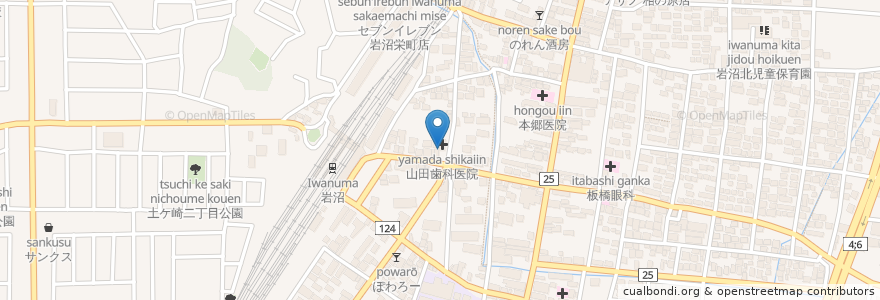 Mapa de ubicacion de 山田歯科医院 en Giappone, 宮城県, 岩沼市.