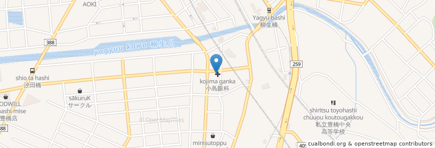 Mapa de ubicacion de 小島眼科 en ژاپن, 愛知県, 豊橋市.