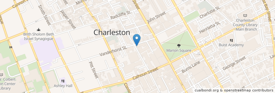Mapa de ubicacion de Einstein Bros. Bagels en 美利坚合众国/美利堅合眾國, 南卡罗来纳州 / 南卡羅萊納州, Charleston County, Charleston.