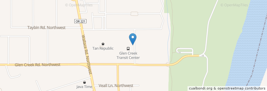 Mapa de ubicacion de West Salem Transit Center en Amerika Birleşik Devletleri, Oregon, Polk County, Salem.