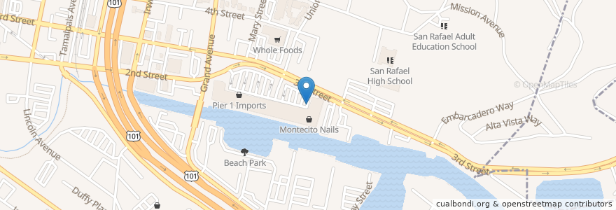 Mapa de ubicacion de ChargePoint en アメリカ合衆国, カリフォルニア州, Marin County, San Rafael.