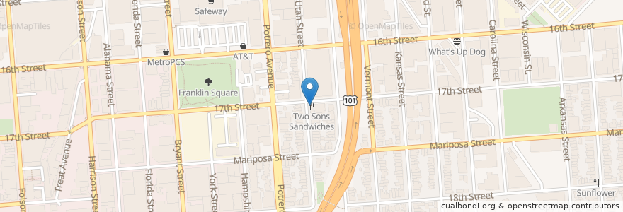 Mapa de ubicacion de Two Sons Sandwiches en Stati Uniti D'America, California, San Francisco, San Francisco.