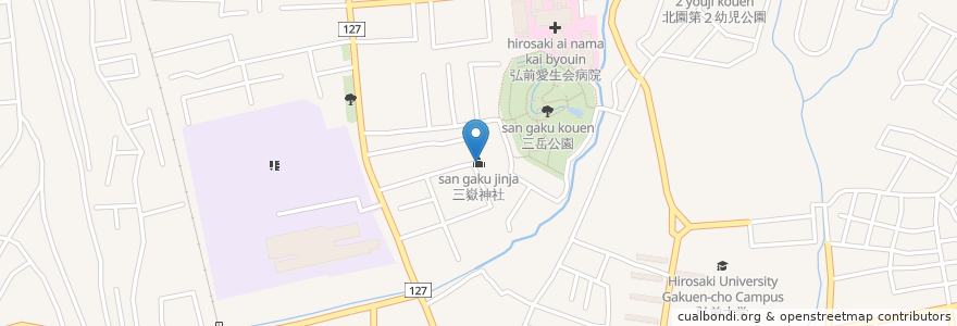 Mapa de ubicacion de 三嶽神社 en 日本, 青森県, 弘前市.