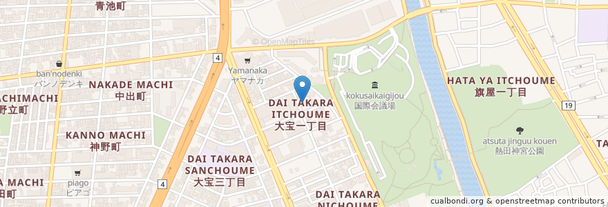 Mapa de ubicacion de 八幡神社 en اليابان, 愛知県, 名古屋市, 熱田区.