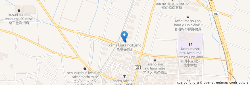 Mapa de ubicacion de 亀塚保育所 en اليابان, 宮城県, 岩沼市.