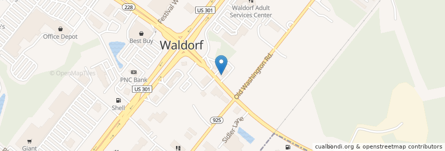 Mapa de ubicacion de SunTrust en ایالات متحده آمریکا, مریلند, Charles County, Waldorf.