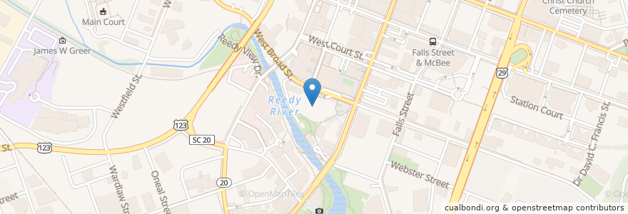 Mapa de ubicacion de Peace Concert Hall en Amerika Birleşik Devletleri, Güney Karolina, Greenville County, Greenville.
