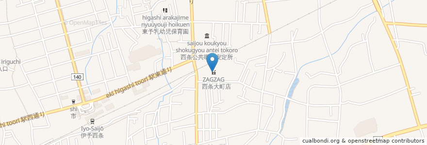 Mapa de ubicacion de ZAGZAG　西条大町店 en 日本, 愛媛県, 西条市.