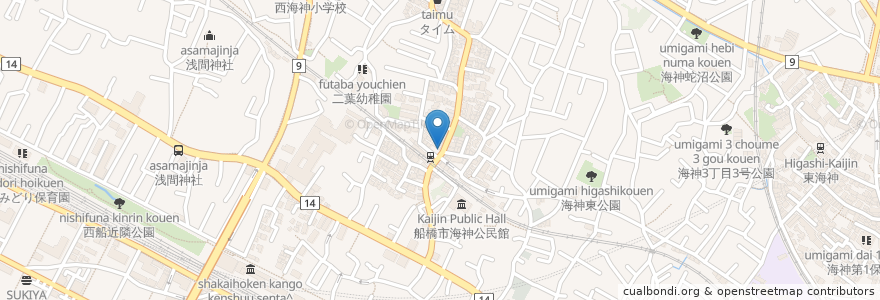 Mapa de ubicacion de せいはん en 일본, 지바현, 船橋市.