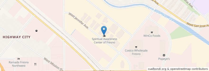 Mapa de ubicacion de Spiritual Awareness Center of Fresno en Соединённые Штаты Америки, Калифорния, Fresno County, Fresno.