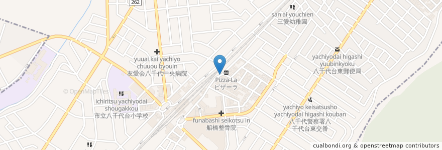 Mapa de ubicacion de ピザーラ en Japón, Prefectura De Chiba, Yachiyo, 花見川区.