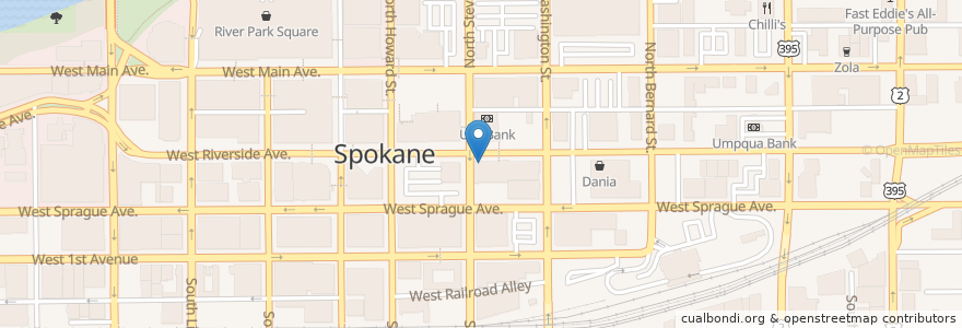 Mapa de ubicacion de Inland Northwest Bank en 미국, 워싱턴, Spokane County, Spokane.