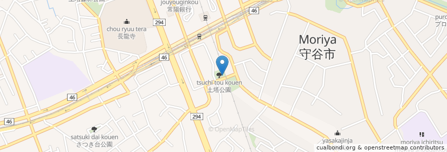 Mapa de ubicacion de 土塔の道祖神 en Japonya, 茨城県, 守谷市.