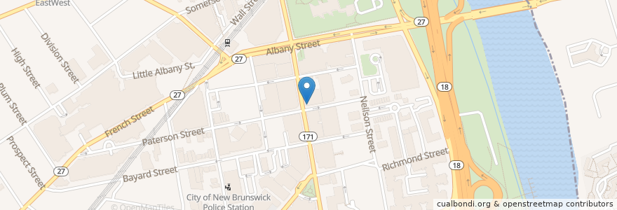 Mapa de ubicacion de Glo Ultra Lounge and Tequila Bar en Amerika Birleşik Devletleri, New Jersey, Middlesex County, New Brunswick.