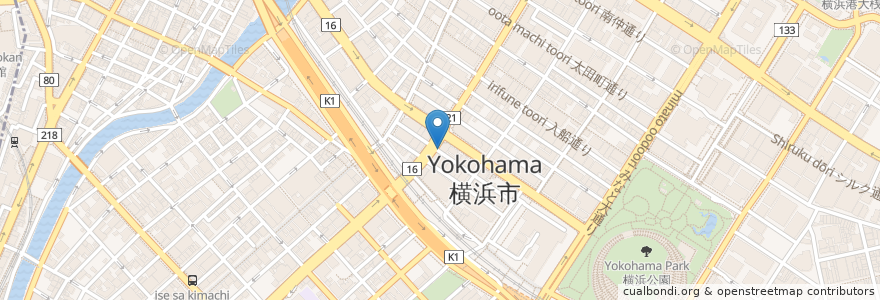 Mapa de ubicacion de やきとりセンター en Japão, 神奈川県, 横浜市, 中区.