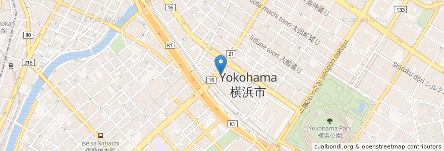 Mapa de ubicacion de 吉野家 en ژاپن, 神奈川県, 横浜市, 中区.