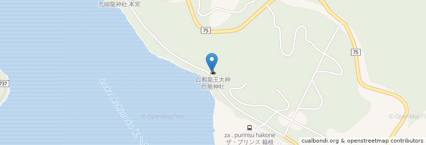 Mapa de ubicacion de 白龍神社 en 日本, 神奈川県, 足柄下郡, 箱根町.
