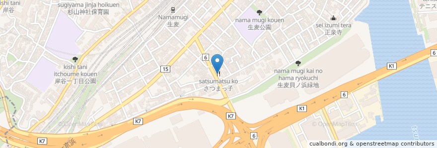 Mapa de ubicacion de さつまっ子 en 日本, 神奈川県, 横浜市, 鶴見区.