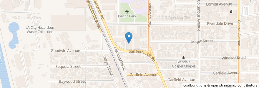 Mapa de ubicacion de Parking Garage en アメリカ合衆国, カリフォルニア州, Los Angeles County, Glendale.