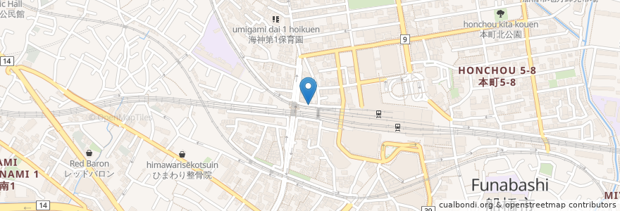 Mapa de ubicacion de 船橋駅第四自転車等駐車場 en ژاپن, 千葉県, 船橋市.