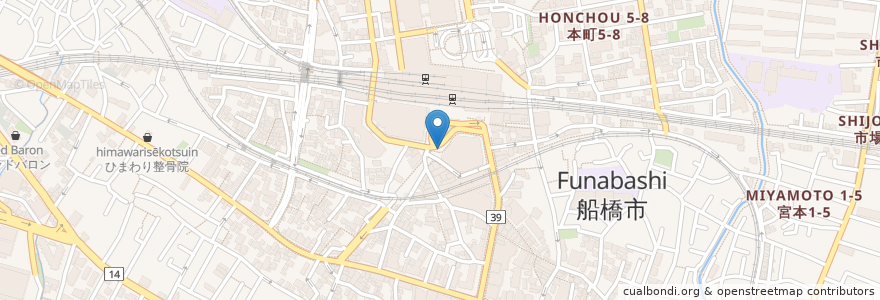 Mapa de ubicacion de 船橋駅南口地下自転車駐車場 en Jepun, 千葉県, 船橋市.