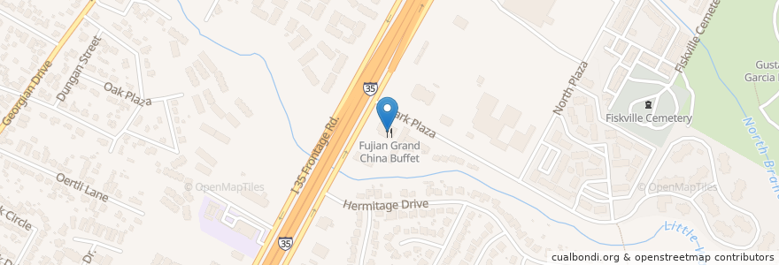 Mapa de ubicacion de Fujian Grand China Buffet en アメリカ合衆国, テキサス州, Travis County, Austin.