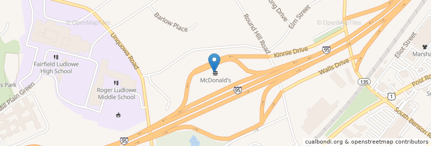 Mapa de ubicacion de McDonald's en الولايات المتّحدة الأمريكيّة, كونيتيكت, Fairfield County, Fairfield.