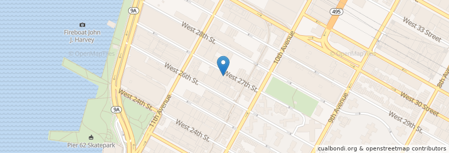 Mapa de ubicacion de The McKittrick Hotel en アメリカ合衆国, ニューヨーク州, New York, New York County, Manhattan, Manhattan Community Board 4.