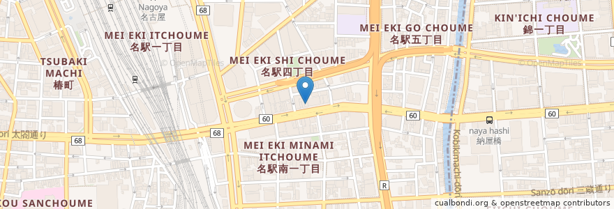 Mapa de ubicacion de 串カツあらた en اليابان, 愛知県, 名古屋市, 中村区.