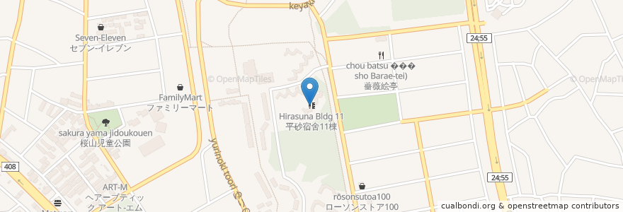 Mapa de ubicacion de 平砂宿舍11棟 en 일본, 이바라키현, つくば市.