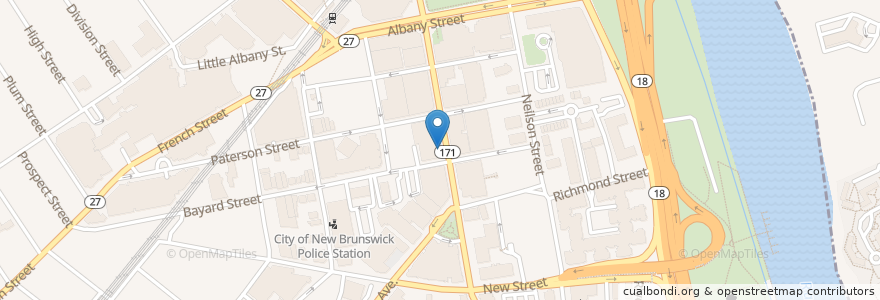 Mapa de ubicacion de Hotoke en Amerika Syarikat, New Jersey, Middlesex County, New Brunswick.