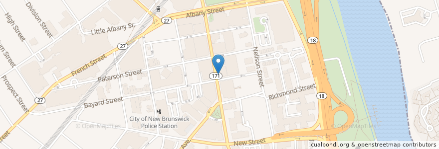 Mapa de ubicacion de Shalimar Halal Gyro Grill en United States, New Jersey, Middlesex County, New Brunswick.