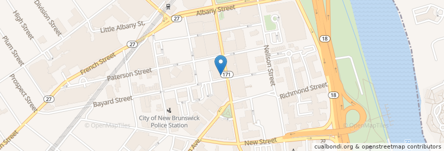 Mapa de ubicacion de Amboy Bank en الولايات المتّحدة الأمريكيّة, نيو جيرسي, Middlesex County, New Brunswick.