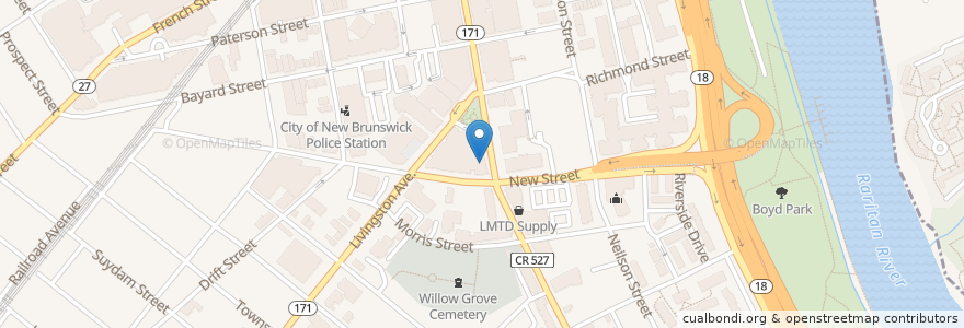 Mapa de ubicacion de INC American Bar and Kitchen en Amerika Birleşik Devletleri, New Jersey, Middlesex County, New Brunswick.
