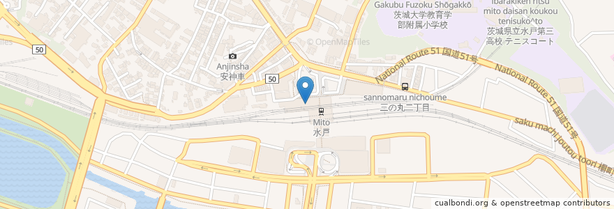 Mapa de ubicacion de スターバックス en Japonya, 茨城県, 水戸市.