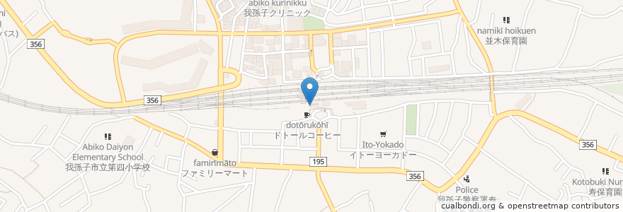 Mapa de ubicacion de 日高屋 en 日本, 千葉県, 我孫子市.