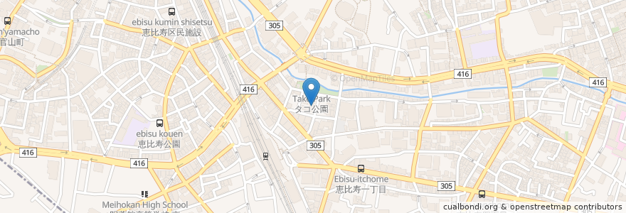 Mapa de ubicacion de ひいらぎ en Япония, Токио, Сибуя, Эбису.