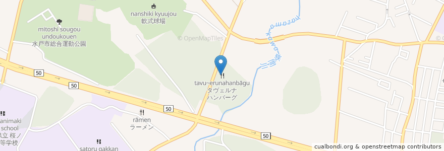 Mapa de ubicacion de タヴェルナハンバーグ en 일본, 이바라키현, 水戸市.