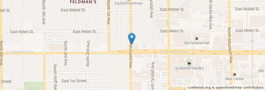 Mapa de ubicacion de Euclid/Speedway en United States, Arizona, Pima County, Tucson.