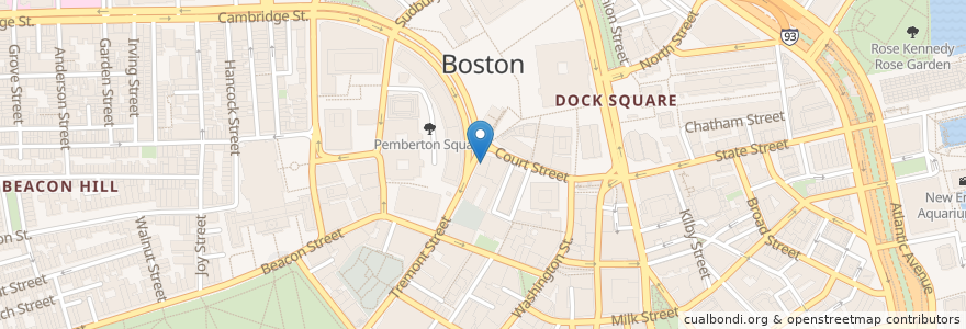 Mapa de ubicacion de Dunkin' Donuts en États-Unis D'Amérique, Massachusetts, Suffolk County, Boston.