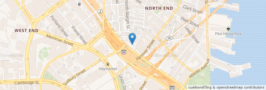 Mapa de ubicacion de Peet's Coffee en 미국, 매사추세츠, Suffolk County, Boston.