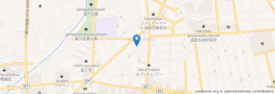 Mapa de ubicacion de ラーメンㅅ·しお家 en Япония, Хоккайдо, Округ Осима, Хакодатэ.